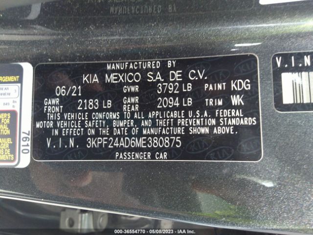 3KPF24AD6ME380875 KIA Forte Lxs