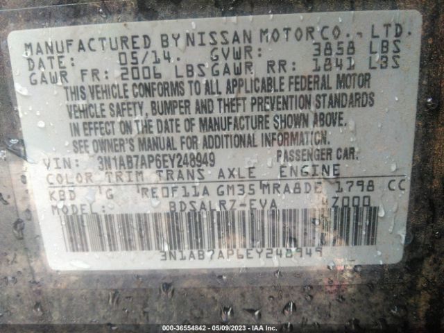 3N1AB7AP6EY248949 Nissan SENTRA SR