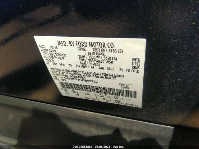 1FM5K8F82HGB69222 Ford Explorer Limited