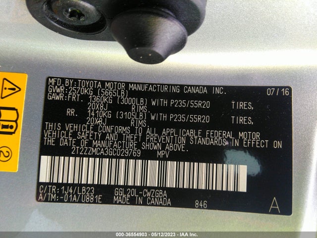 2016 Lexus RX, VIN: 2T2ZZMCA3GC029769