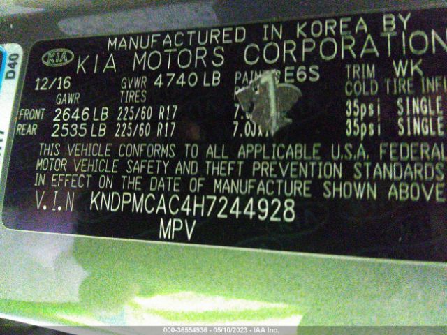 KNDPMCAC4H7244928 KIA Sportage Lx