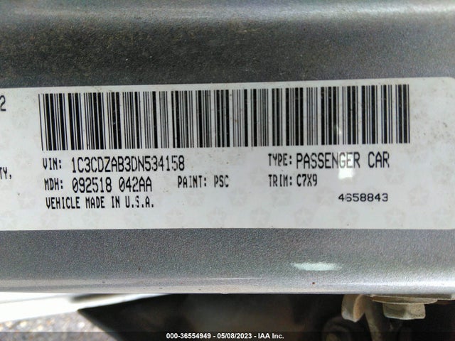 2013 DODGE AVENGER SE VIN: 1C3CDZAB3DN534158