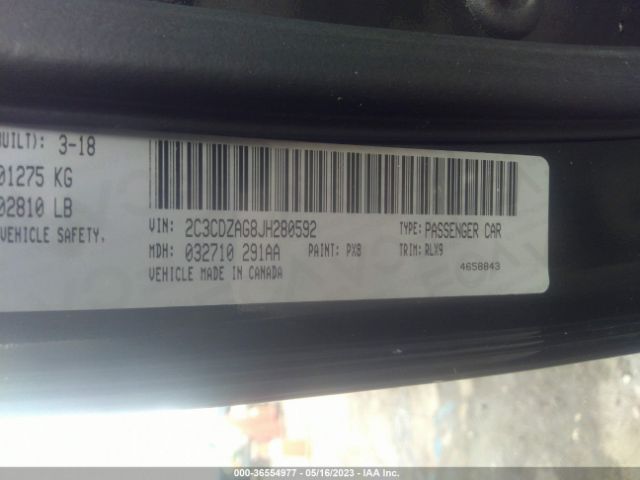 2C3CDZAG8JH280592 Dodge Challenger Sxt Plus
