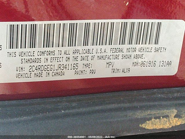 2C4RDGEG1JR341165 Dodge Grand Caravan Gt