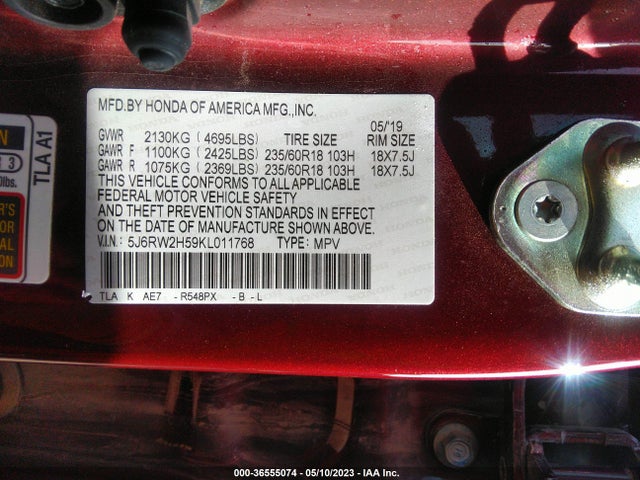 Honda CR-V EX 2019 5J6RW2H59KL011768 Image 9
