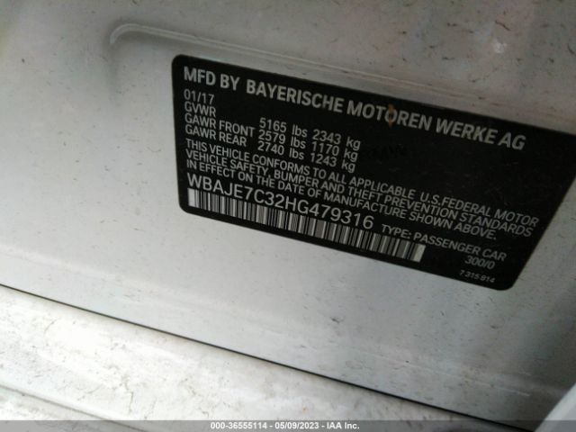 WBAJE7C32HG479316 BMW 5 Series 540i Xdrive