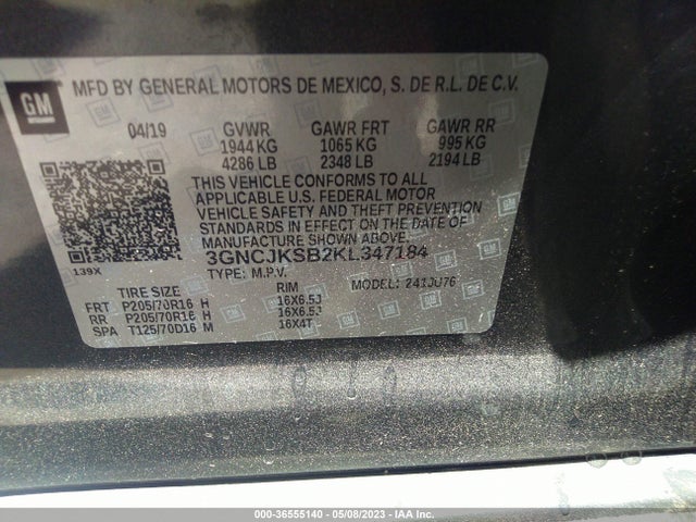 Chevrolet TRAX LS 2019 3GNCJKSB2KL347184 Image 10