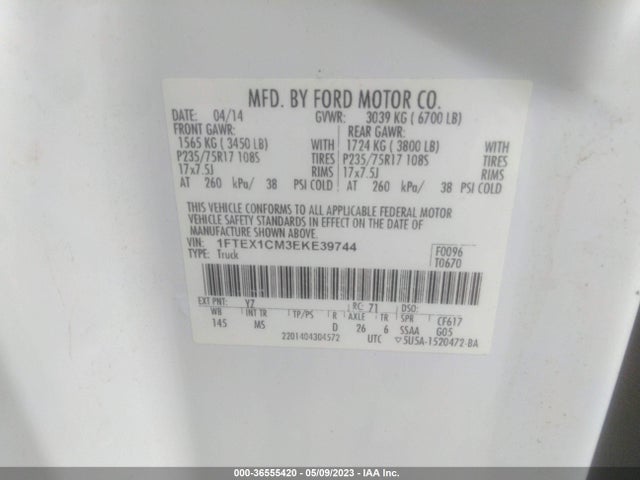 2014 FORD F-150 XL/STX/XLT VIN: 1FTEX1CM3EKE39744