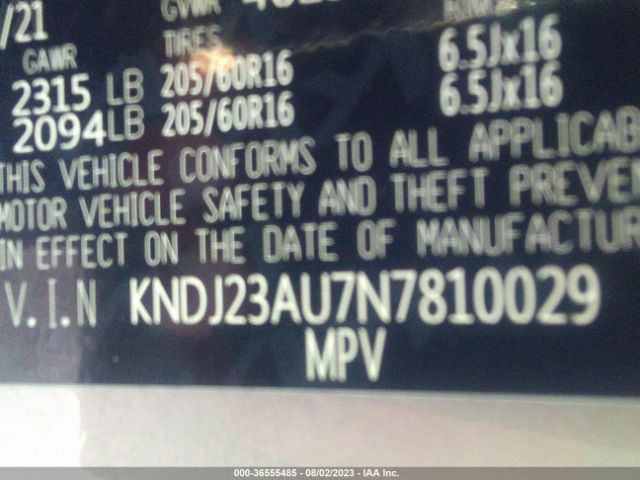 KNDJ23AU7N7810029 KIA SOUL LX