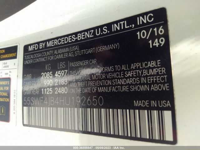 55SWF4JB4HU192650 Mercedes-Benz C-class C 300
