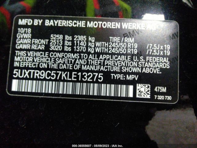 5UXTR9C57KLE13275 BMW X3 Xdrive30i
