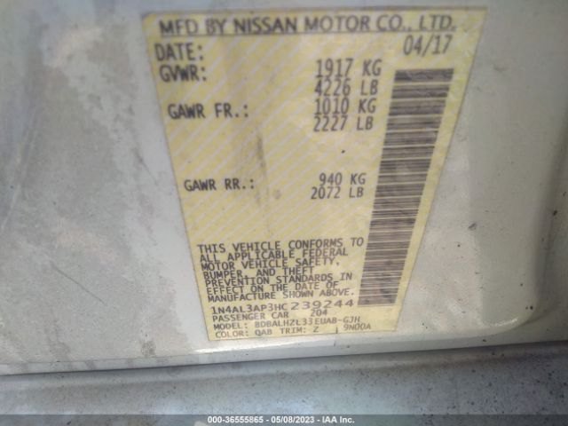 1N4AL3AP3HC239244 Nissan Altima 2.5 Sr