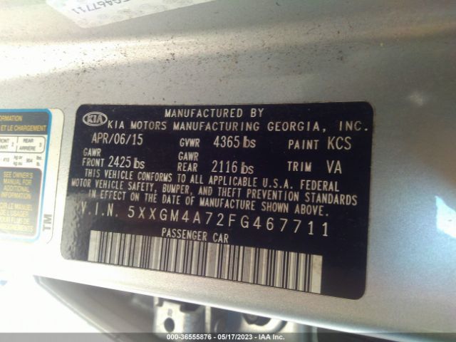 5XXGM4A72FG467711 KIA Optima Lx