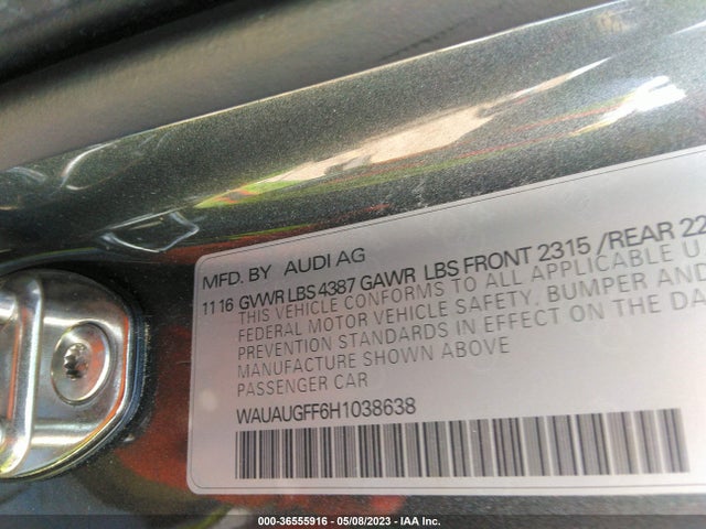 WAUAUGFF6H1038638 Audi A3 Sedan Premium