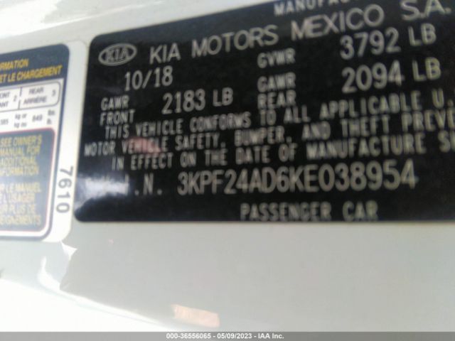 3KPF24AD6KE038954 KIA Forte Lxs