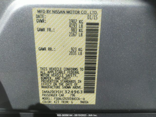 1N4AZ0CP1FC324963 Nissan Leaf Sl