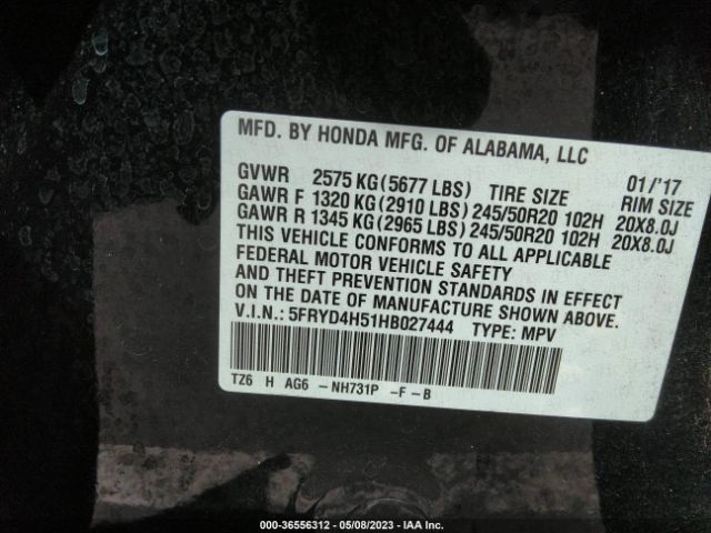 5FRYD4H51HB027444 Acura Mdx W/technology Pkg