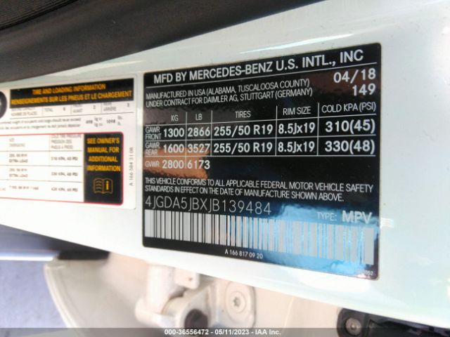 4JGDA5JBXJB139484 Mercedes-Benz Gle Gle 350