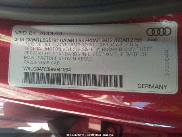 WAUG8AFC3HN041894 Audi A6 Premium Plus