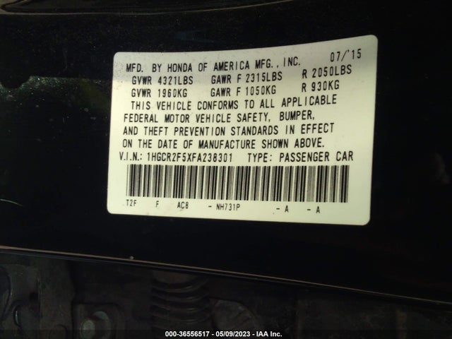 Aukcja sprzedaży 2015 Honda Accord Sedan Sport, vin: 1HGCR2F5XFA238301, numer aukcji: 36556517