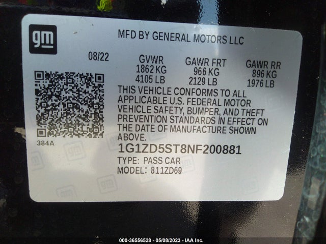 Chevrolet MALIBU LT 2022 1G1ZD5ST8NF200881 Image 9