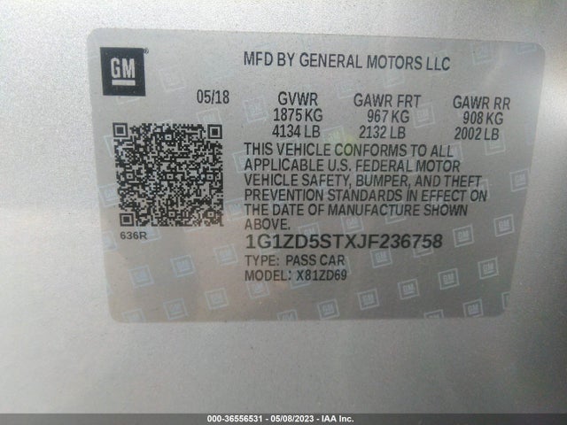 Chevrolet MALIBU LT 2018 1G1ZD5STXJF236758 Image 9