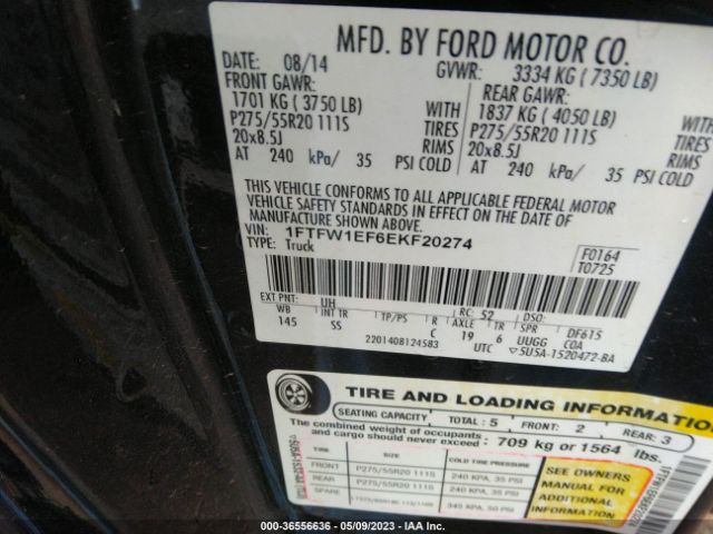 1FTFW1EF6EKF20274 Ford F-150 Xl/xlt/stx/fx4/lariat