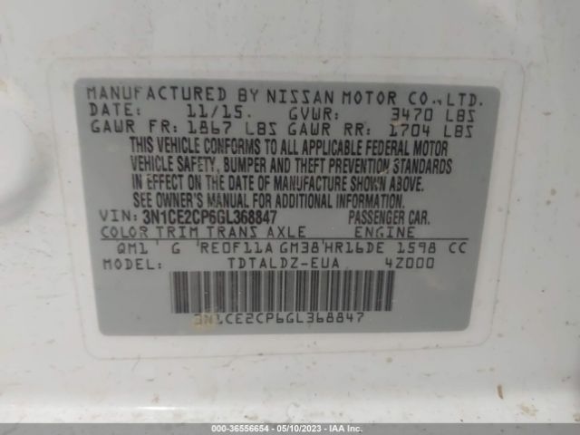 3N1CE2CP6GL368847 Nissan Versa Note Sv