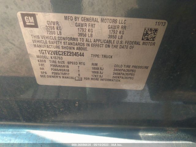1GTV2VEC2EZ204544 GMC Sierra 1500 Slt