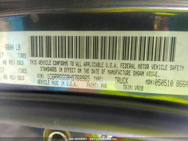 1C6RR6GG8HS768965 RAM 1500 Slt