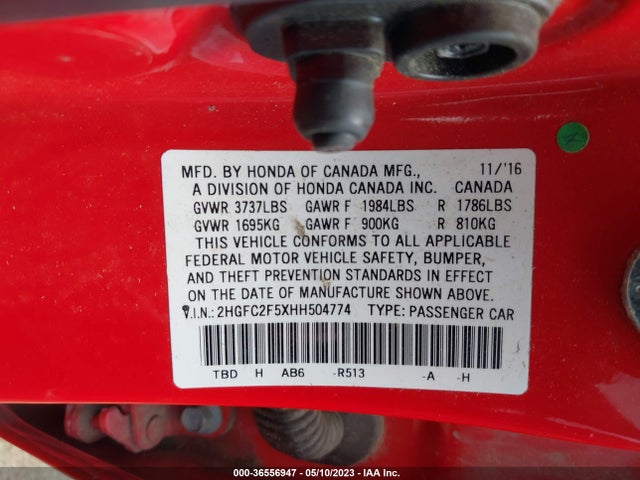 Honda Civic Sedan Lx 2017 2HGFC2F5XHH504774 Image 9