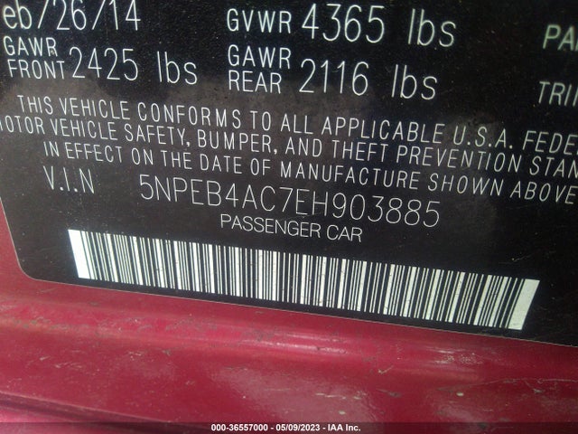Hyundai SONATA GLS 2014 5NPEB4AC7EH903885 Image 9