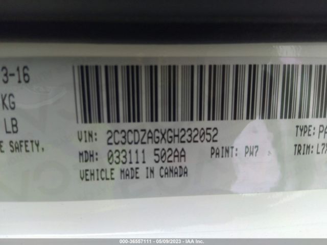 2C3CDZAGXGH232052 Dodge Challenger Sxt