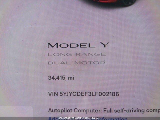 5YJYGDEF3LF002186 Tesla Model Y Long Range/performance