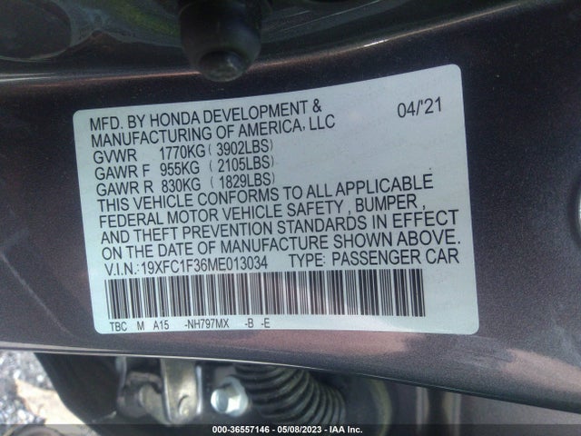 Honda Civic Sedan Ex 2021 19XFC1F36ME013034 Image 11