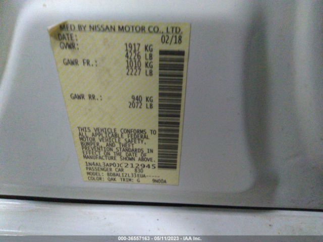 1N4AL3AP0JC212945 Nissan Altima 2.5 Sv