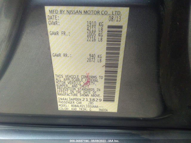 Nissan Altima 2.5 S 2014 1N4AL3AP0EN213829 Image 9