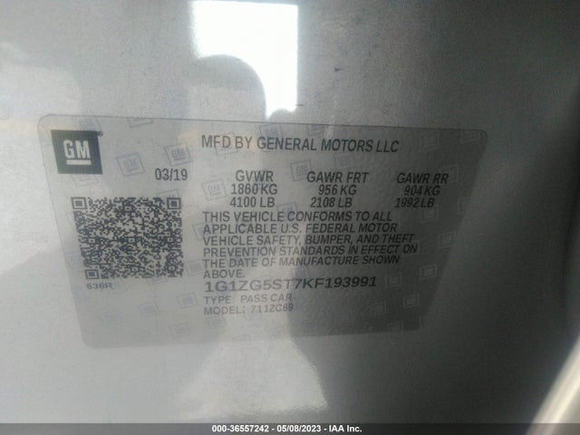 Chevrolet MALIBU RS 2019 1G1ZG5ST7KF193991 Image 10