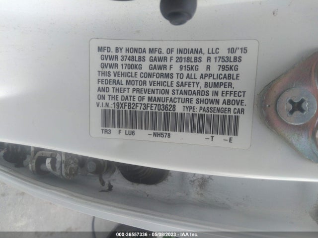 Honda Civic Sedan Se 2015 19XFB2F73FE703628 Image 10