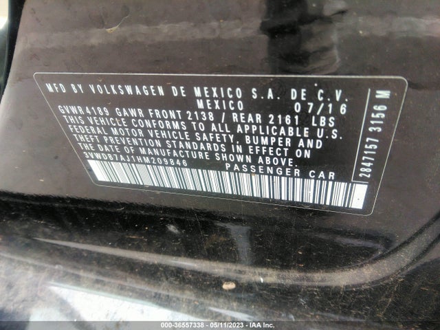 3VWDB7AJ1HM209846 Volkswagen Jetta 1.4t Se