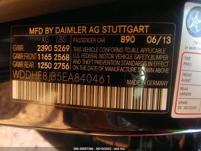 2014 MERCEDES-BENZ E-CLASS E 350 VIN: WDDHF8JB5EA840461