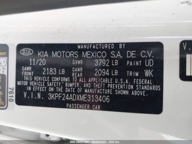 3KPF24ADXME313406 KIA Forte Lxs