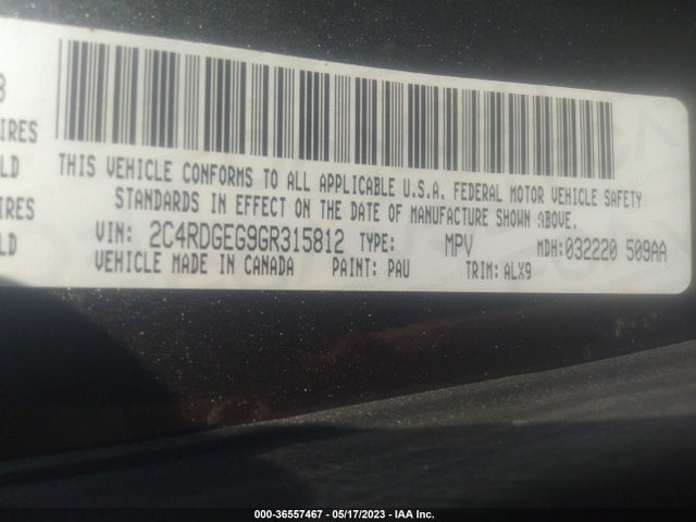 Dodge Grand Caravan R/t 2016 2C4RDGEG9GR315812 Image 9