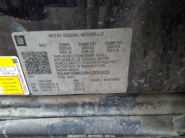 5GAKVBKD9HJ335223 Buick Enclave Leather