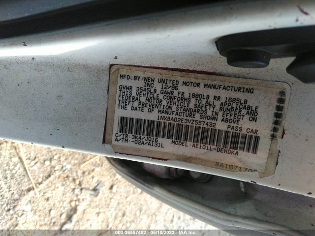 1997 TOYOTA COROLLA BASE/CE VIN: 1NXBA02E3VZ557432