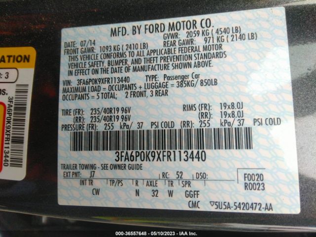 3FA6P0K9XFR113440 Ford Fusion Titanium