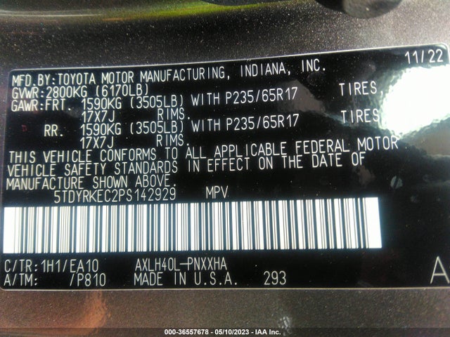 Toyota SIENNA XLE 2023 5TDYRKEC2PS142929 Image 9