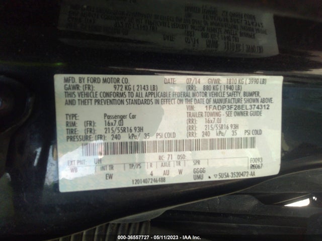 Ford FOCUS SE 2014 1FADP3F28EL374312 Image 10