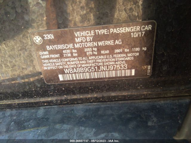 WBA8B9G51JNU97533 BMW 3 Series 330i