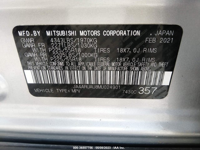JA4ARUAU8MU024901 Mitsubishi Outlander Sport Es/se/le/be